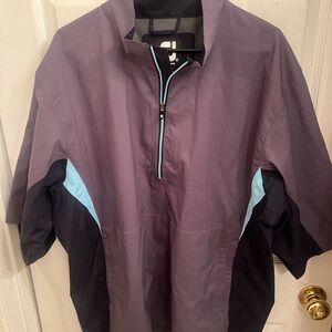 FootJoy Men's Gray, Black and Light Blue Quarter-Zip Windbreaker Golf